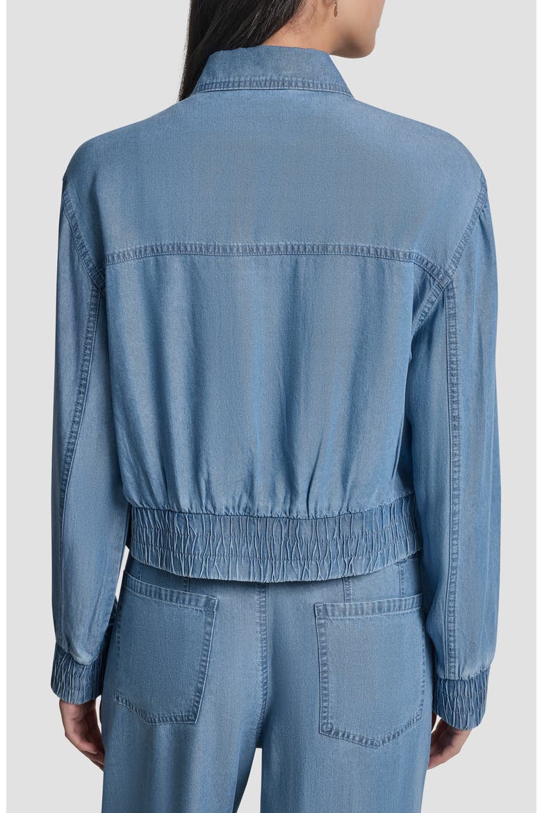 Front Zip Chambray Bomber, Alternate, color, STREAM WASH