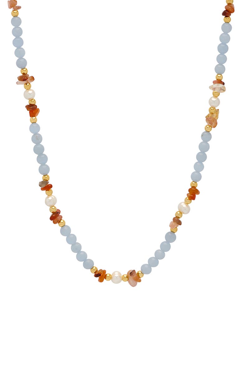 Estella Bartlett Chip Bead Necklace, Main, color, Blue And Orange