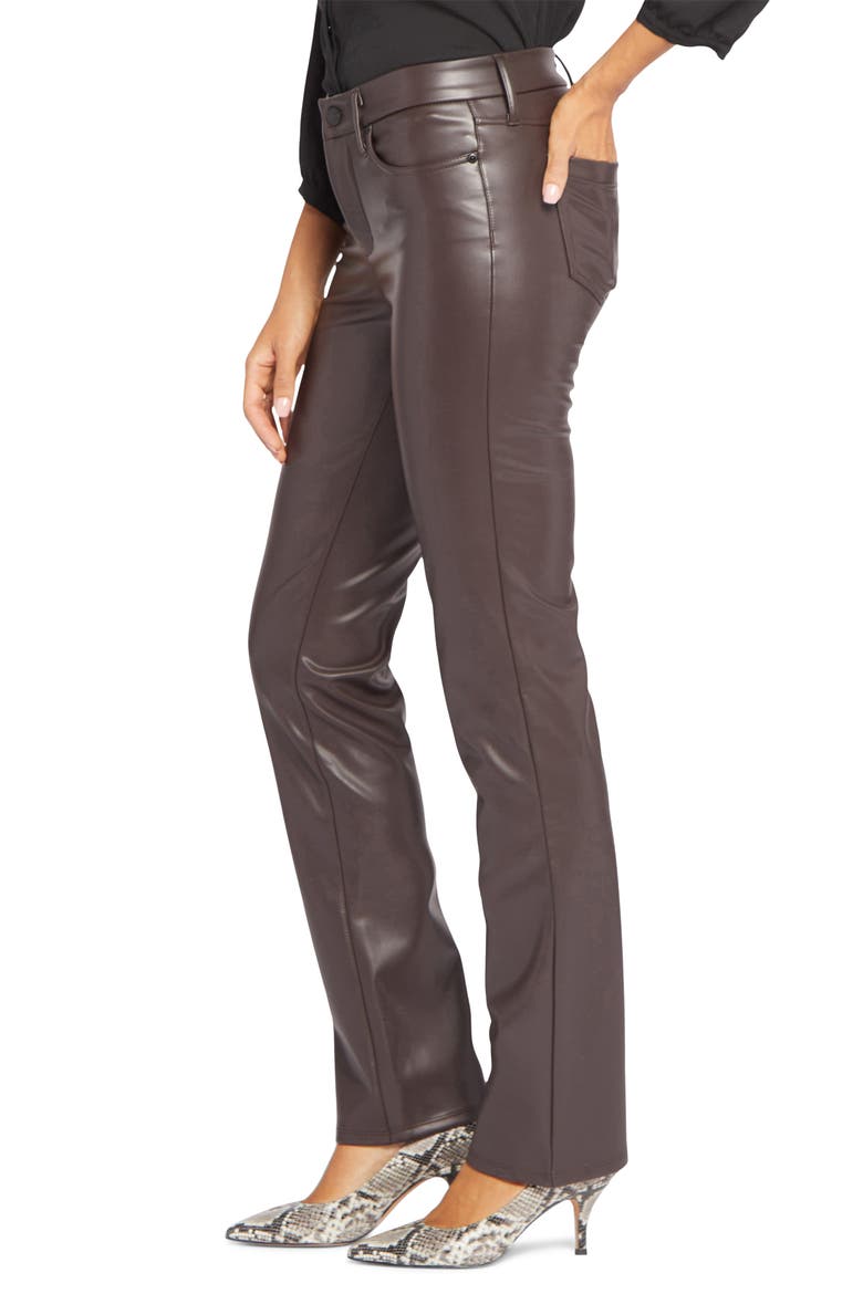 Marilyn Faux Leather Straight Leg Pants, Alternate, color, CORDOVAN