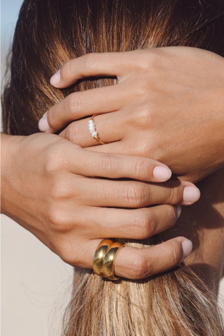 Mini Pearls Ring, Alternate, color, Gold