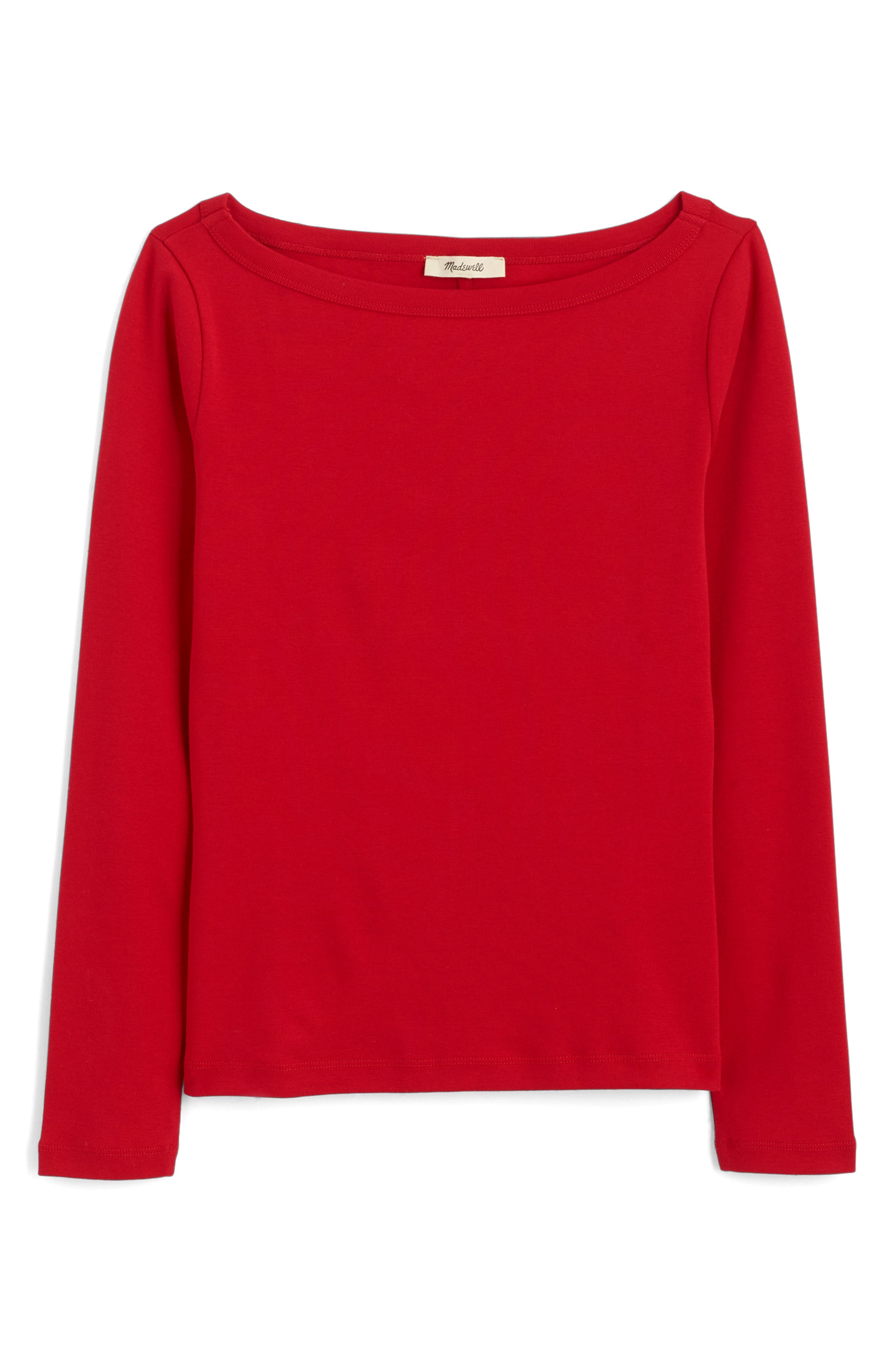 Madewell The '90s Compact Cotton Boatneck T-shirt In Red