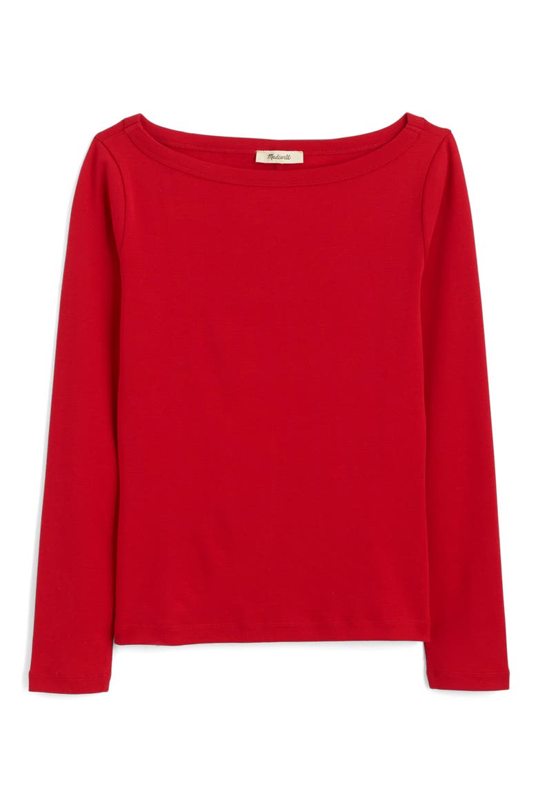 The '90s Compact Cotton Boatneck T-Shirt, Alternate, color, CHERRY