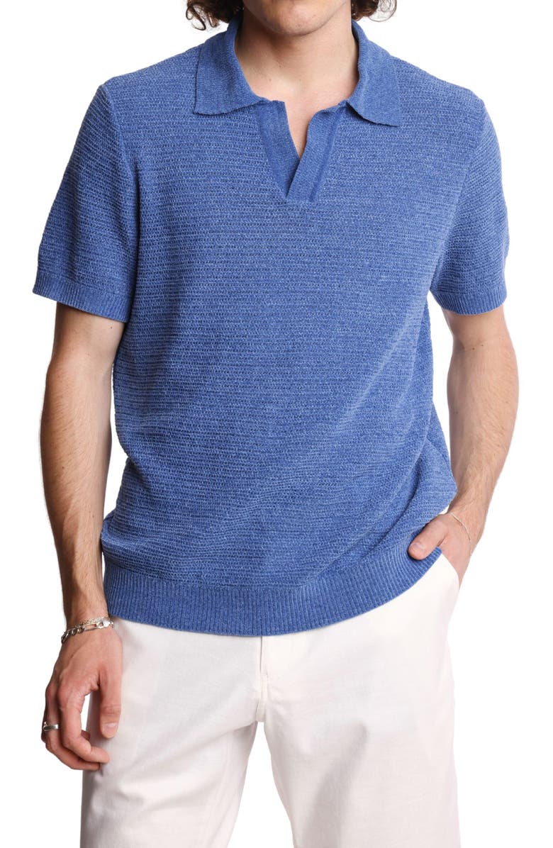 PAISLEY & GRAY Open Knit Johnny Collar Polo, Main, color,