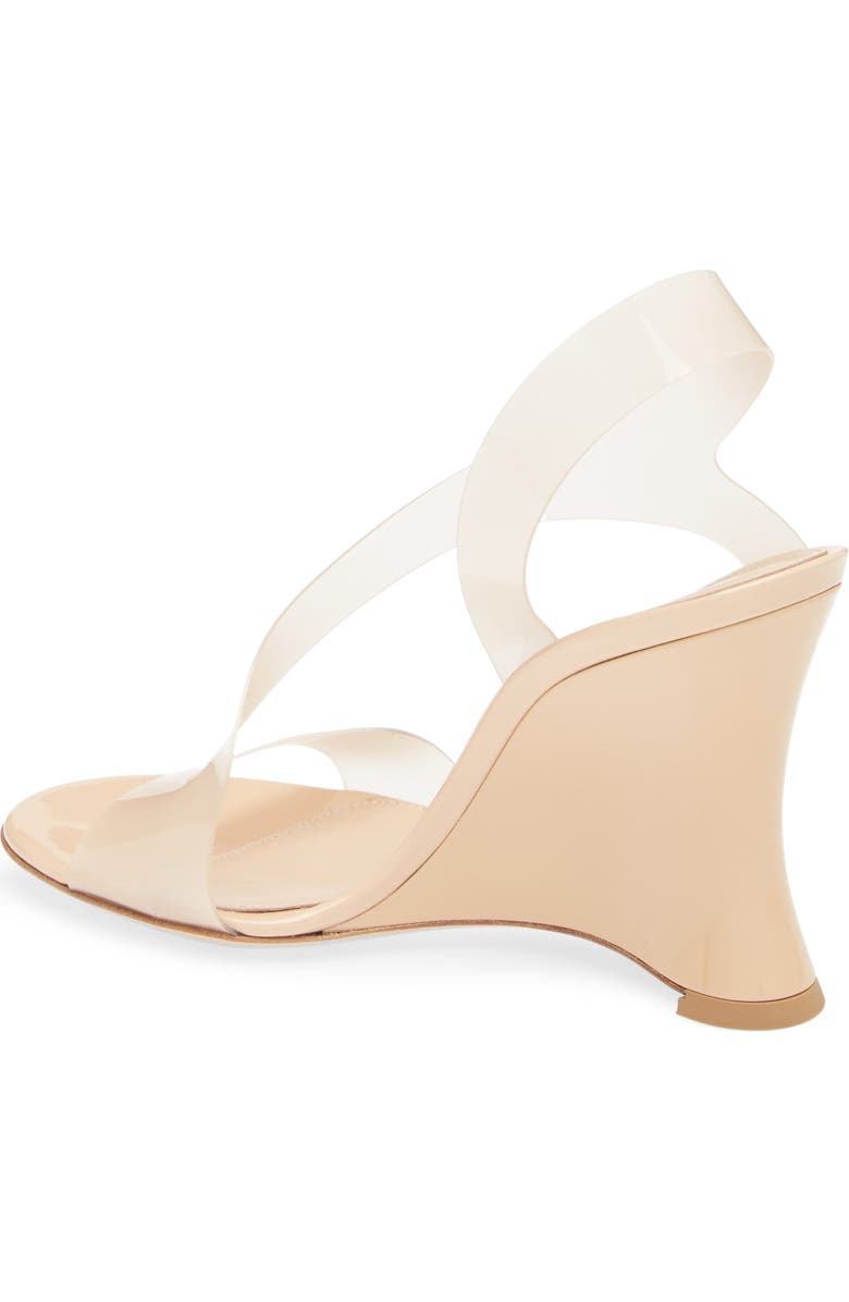 Gianvito Rossi Glass Transparent Slingback Wedge Sandal, Alternate, color,