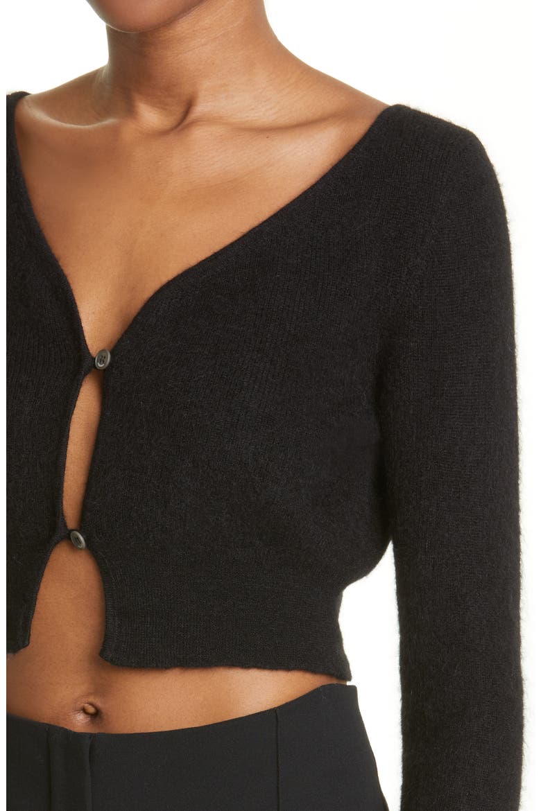Alzou Mohair Blend Crop Cardigan, Alternate, color, BLACK