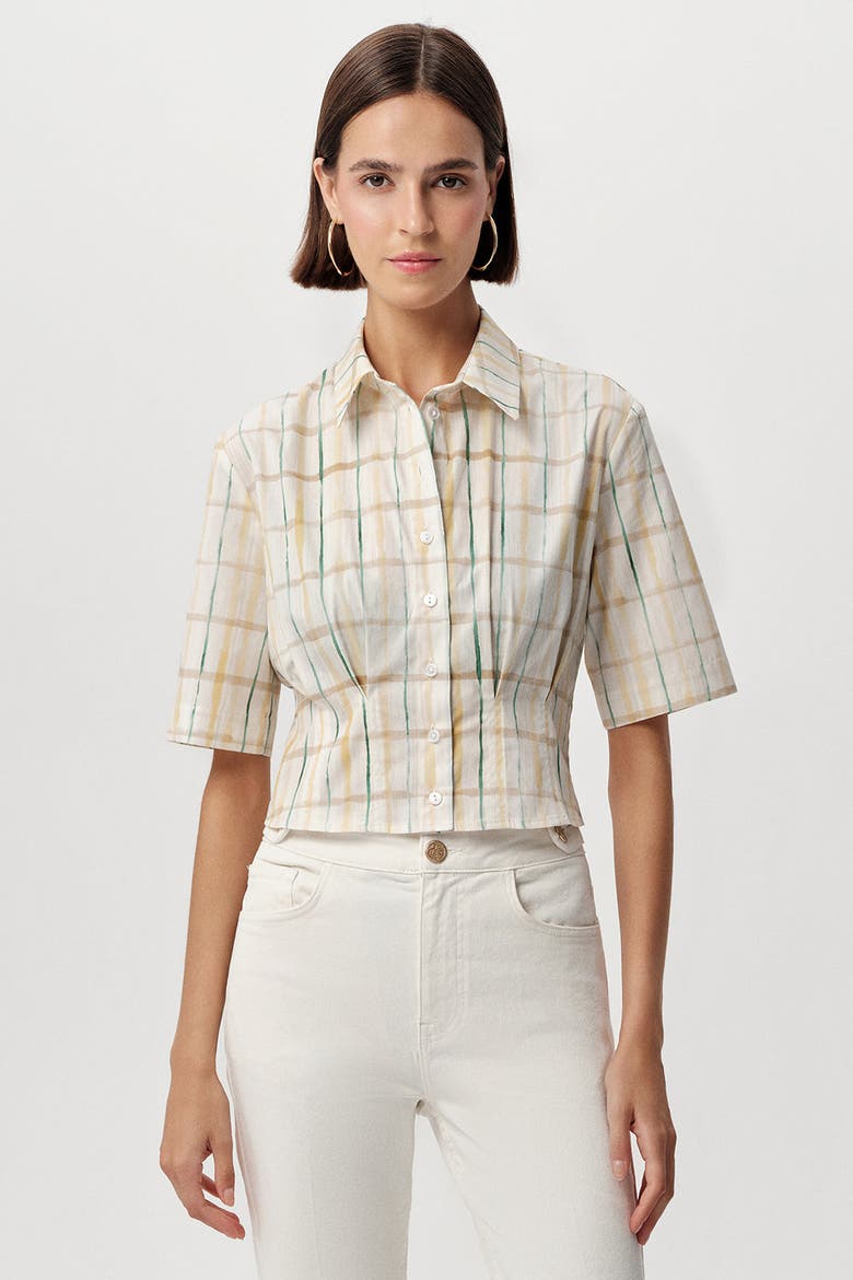 Alezae Short Sleeve Crop Shirt, Main, color, Multi Color