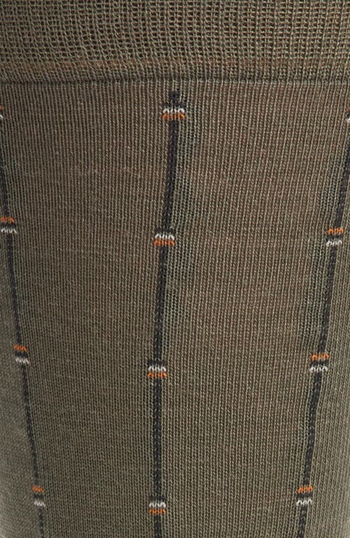 Pantherella Botolph Vertical Mini Box Stripe Wool Bland Dress Socks In Green