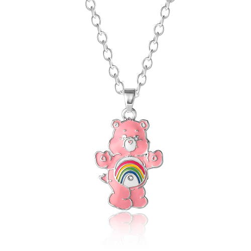 Care Bears Silver Flash-plated 3d Pendant Necklace With Crystal Accent, 16"+2" In Metallic