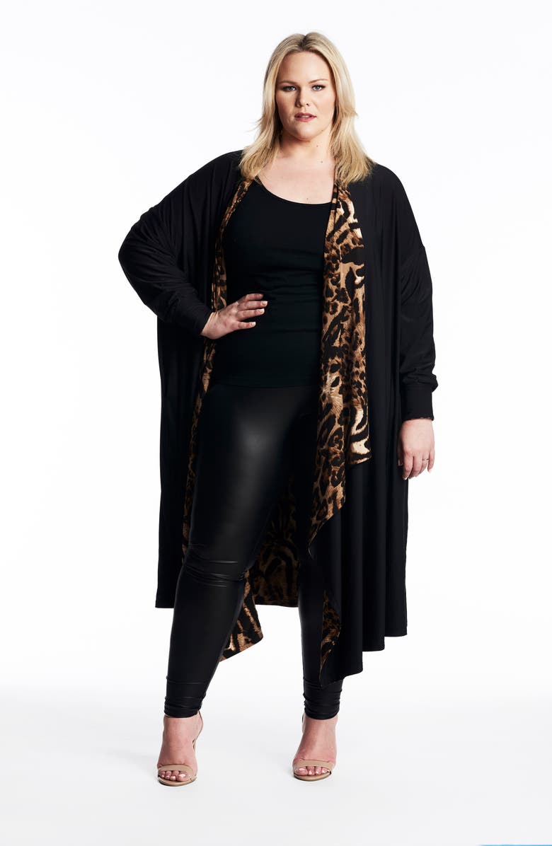Coldesina Leopard Print Reversible Open Front Jacket, Alternate, color, 