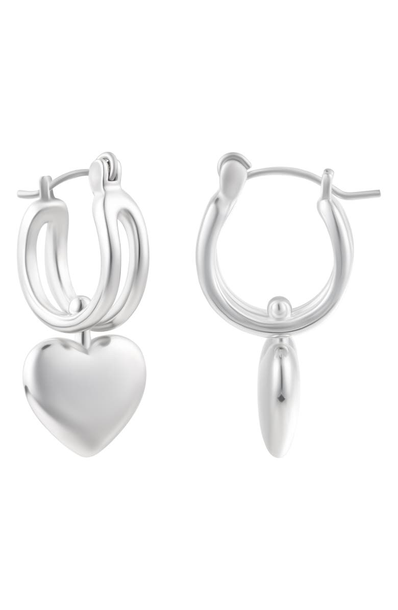Adornia Heart Huggie Hoop Earrings, Main, color, Silver