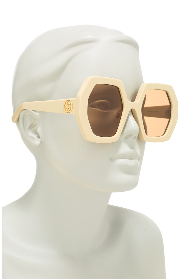 55mm Geometric Sunglasses, Alternate, color, IVORY