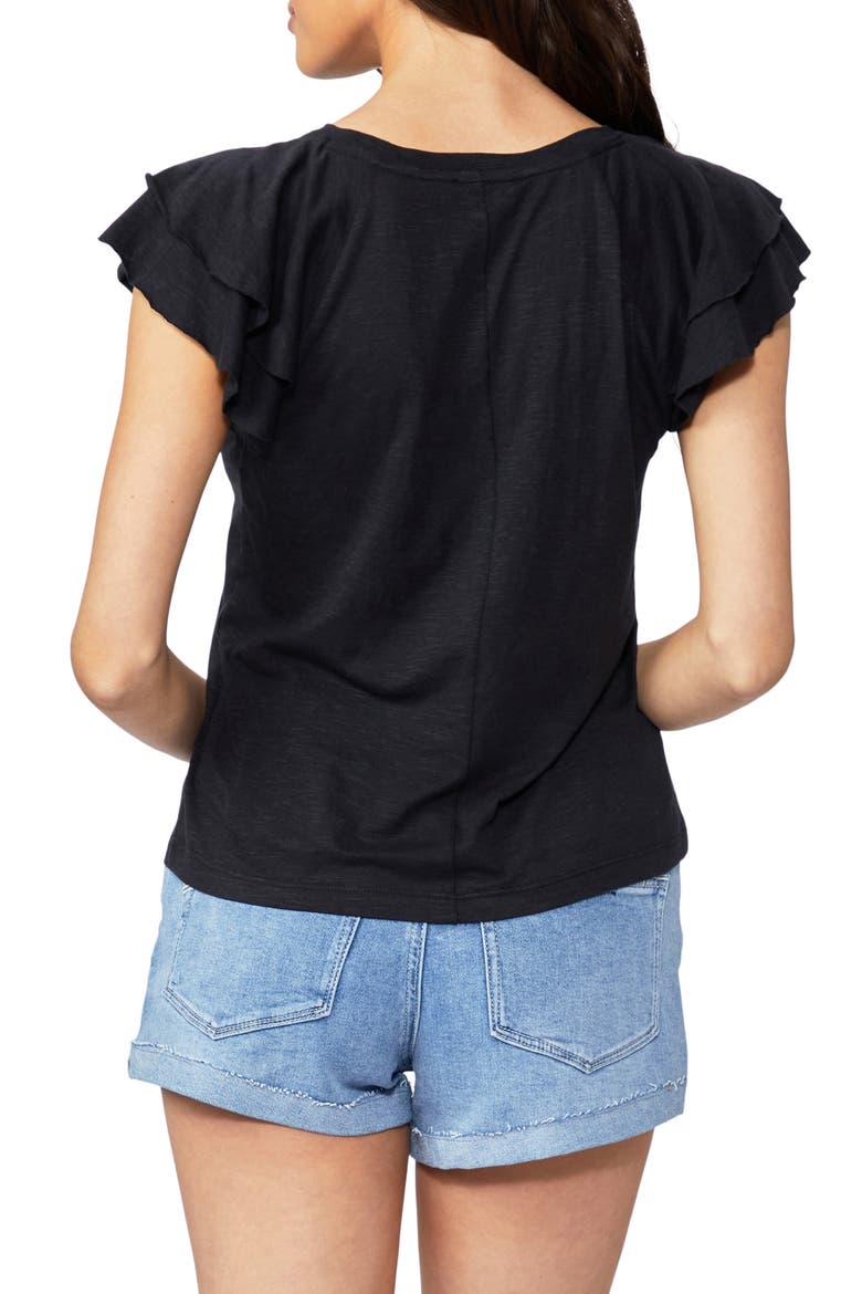 Linnea Ruffle Sleeve T-Shirt, Alternate, color, FADED BLACK