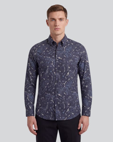 Stretch Cotton Button Down Collar Shirt