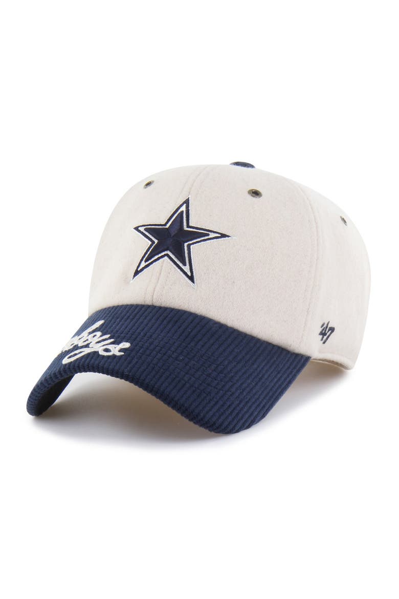 Women's '47 Natural/Navy Dallas Cowboys Rope Script Clean Up Adjustable Hat, Main, color, Natural