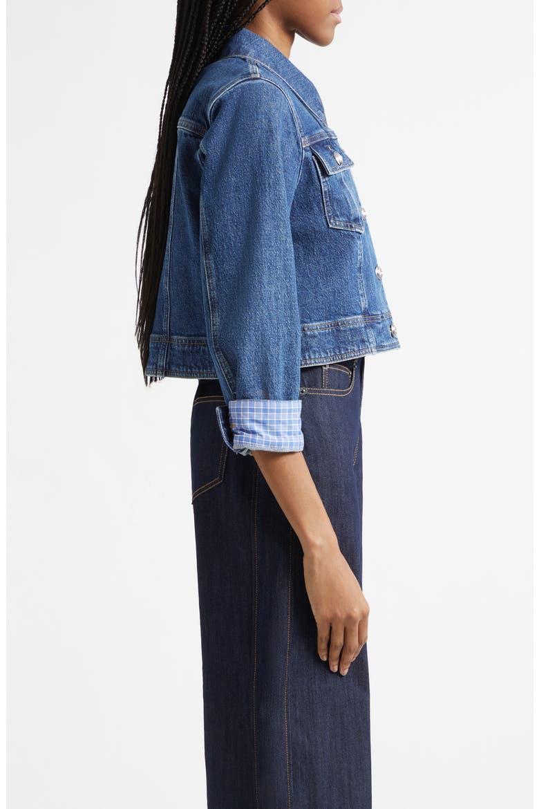 Lexie Crop Denim Jacket, Alternate, color, BLEU CRUSH/ ULTRAMARINE MULTI