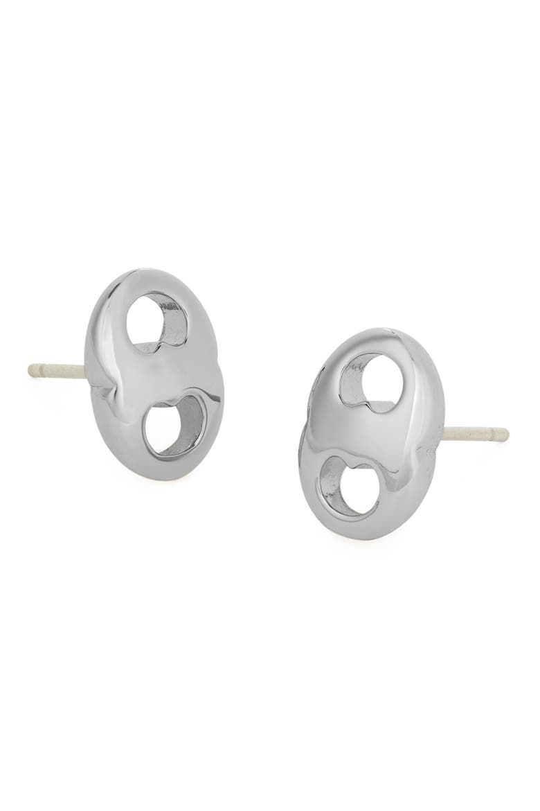 Gemini Link Stud Earrings, Alternate, color, LIGHT SILVER