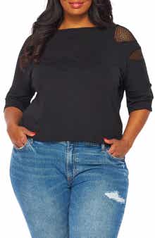 BLUEGREY Fishnet Double Notch Sleeve T-Shirt