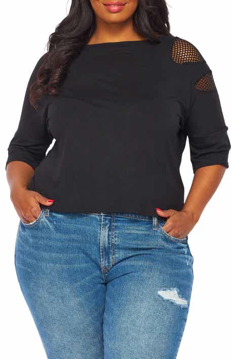 BLUEGREY Fishnet Double Notch Sleeve T-Shirt