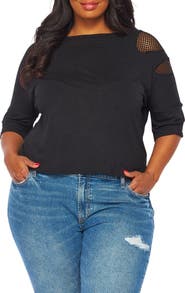 BLUEGREY Fishnet Double Notch Sleeve T-Shirt