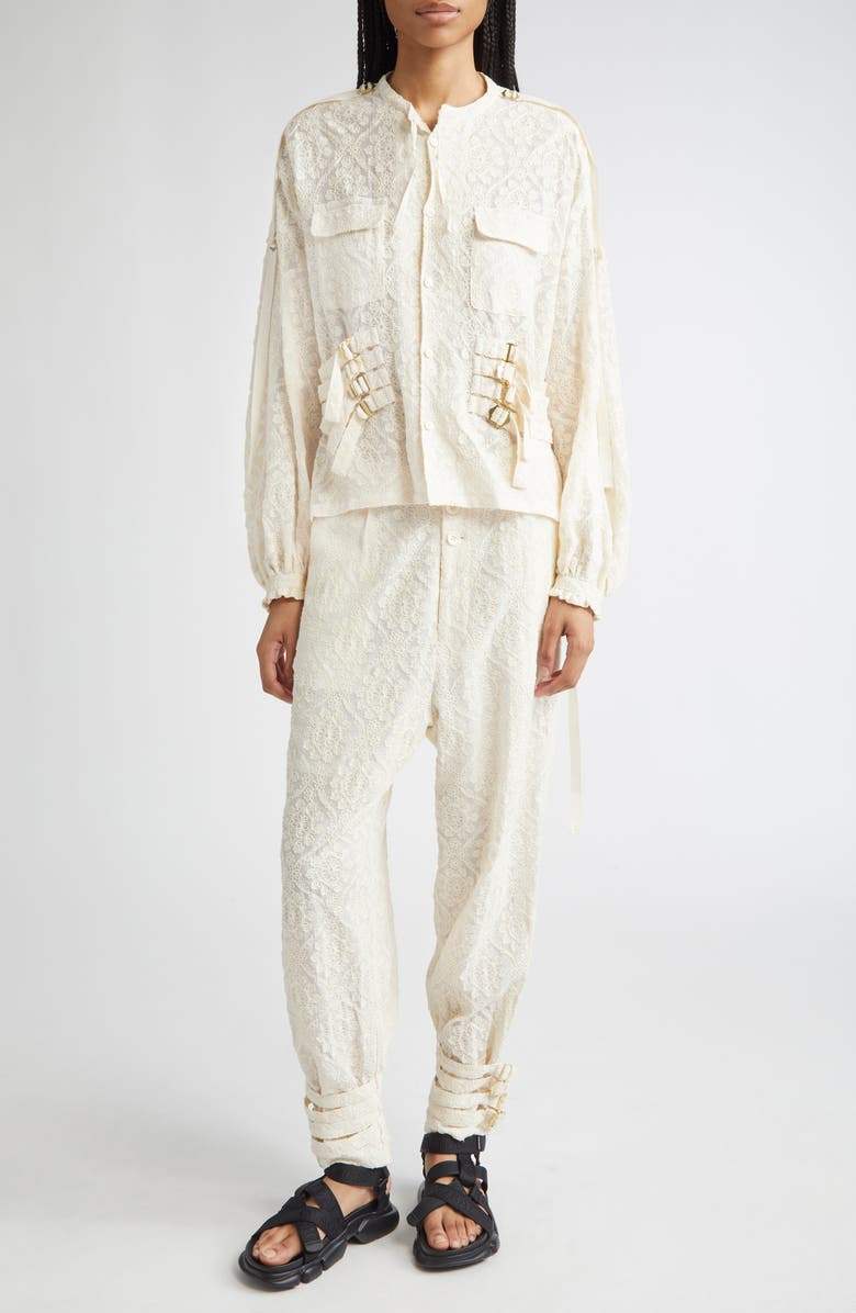 Undercover Buckle Strap Floral Embroidered Top, Alternate, color,