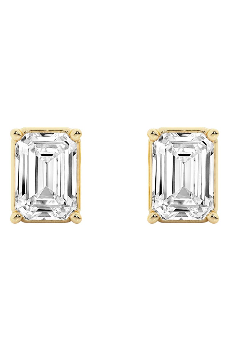 Badgley Mischka Collection 14K Gold Emerald Cut Lab Created Diamond Stud Earrings, Alternate, color, 0.5 Ctw Yellow Gold