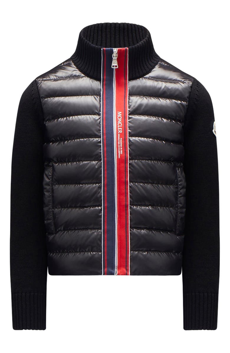 Moncler Kids' Quilted Down & Knit Cardigan, Main, color, 