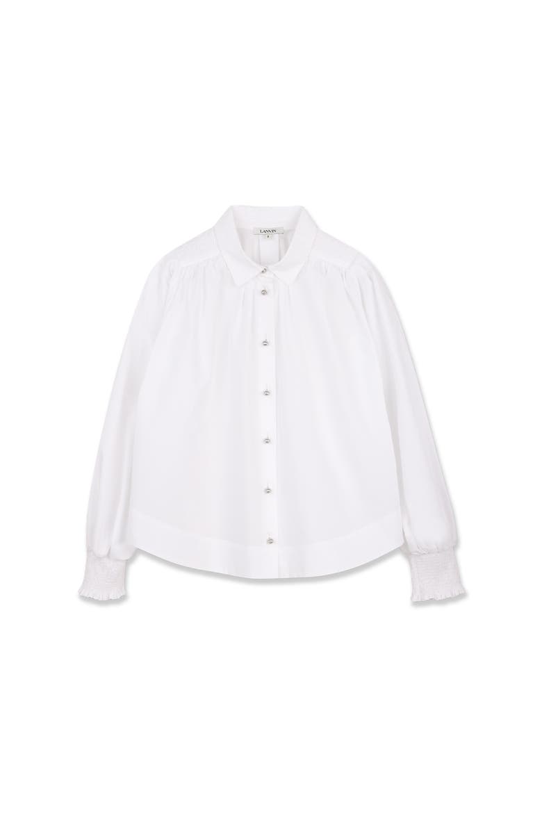 Kids Long Sleeve Ceremony Blouse In Cotton, Main, color, Optic White
