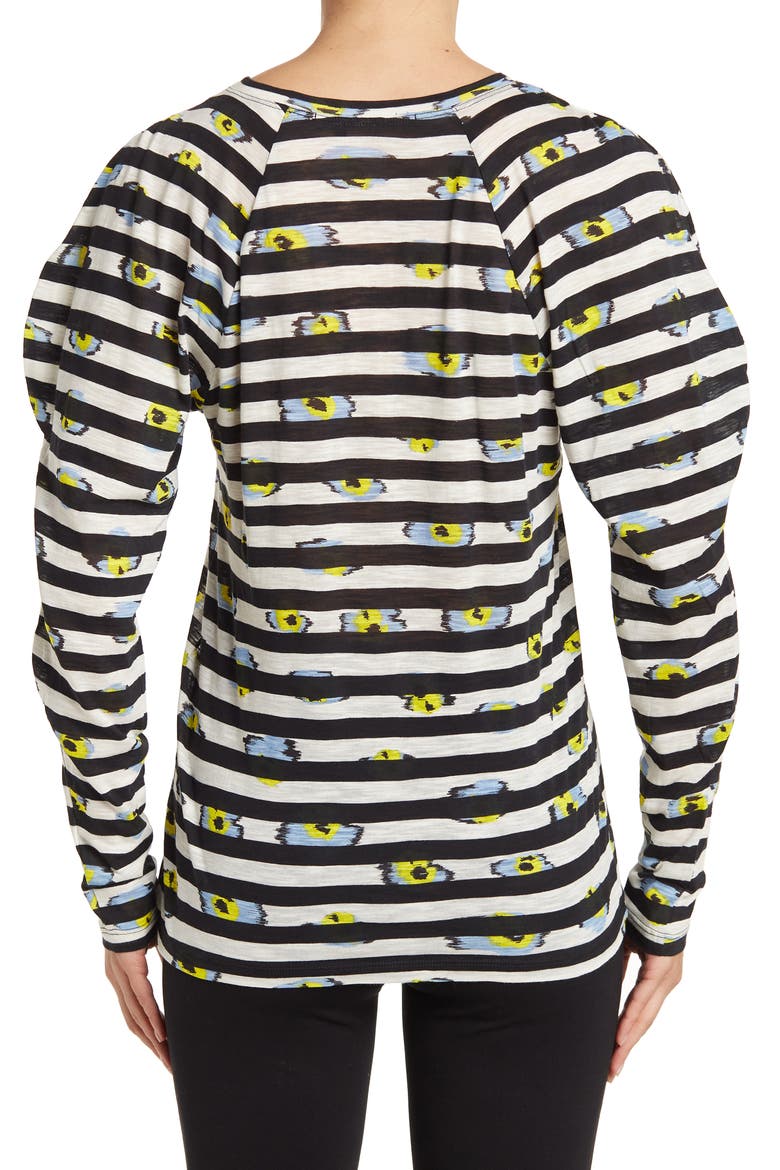 Mutton Sleeve Tissue Jersey Top, Alternate, color, BLUE/ YELLOW IKAT FLOWER