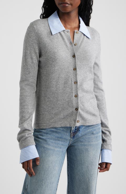 Eryn Merino Wool & Cashmere Cardigan with Removable Cuffs & Collar