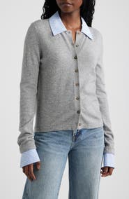 Rails Eryn Merino Wool & Cashmere Cardigan with Removable Cuffs & Collar