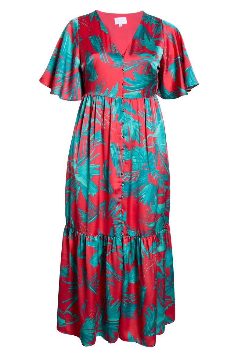 Palm Tropics Pismo Button Maxi Dress, Alternate, color, PINK-GREEN