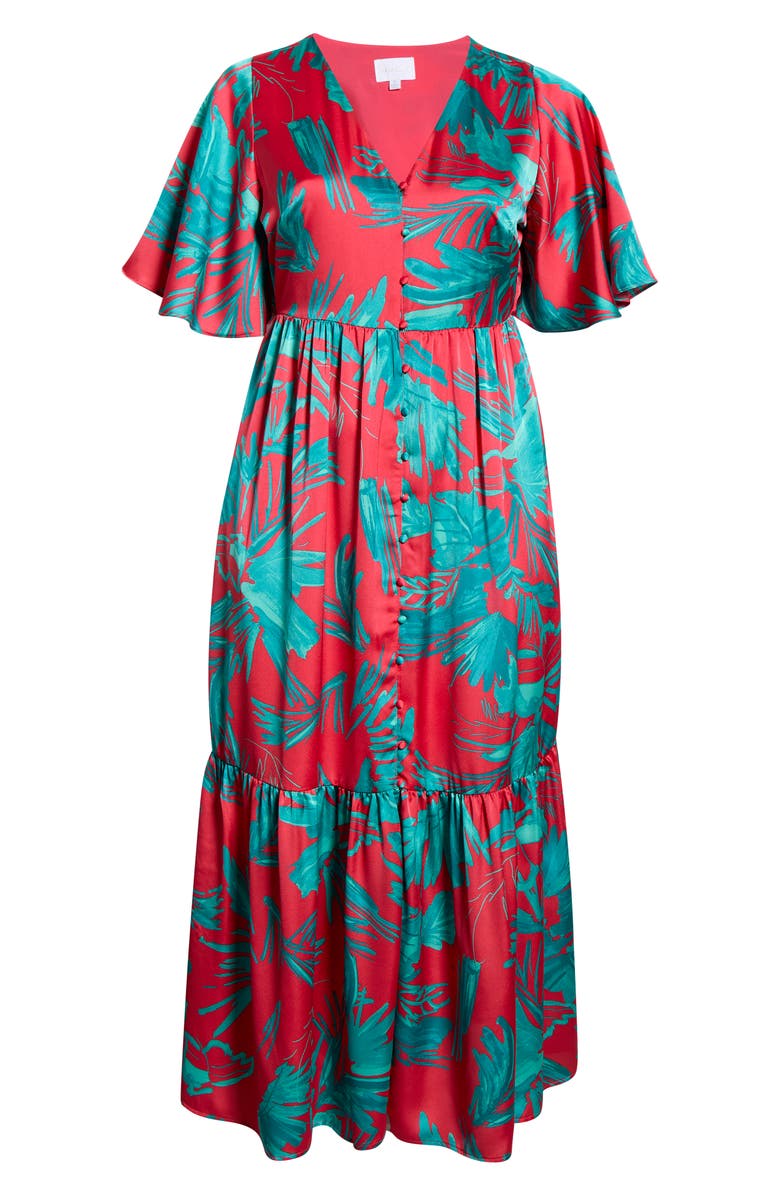 SUGARLIPS Palm Tropics Pismo Button Maxi Dress, Alternate, color, Pink-Green