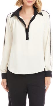 Karen Kane Colorblock Trim Popover Top