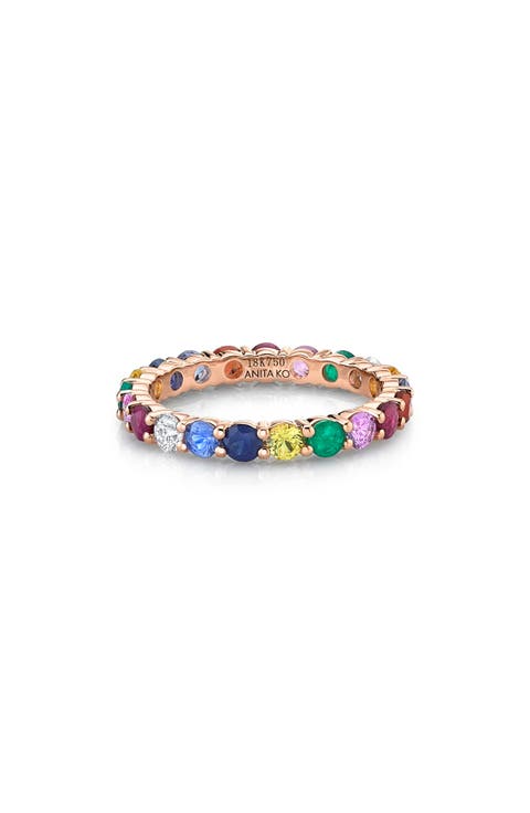 18k Rose Gold Sapphire & Diamond Band