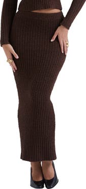 HOUSE OF CB Sloane Bouclé Knit Skirt