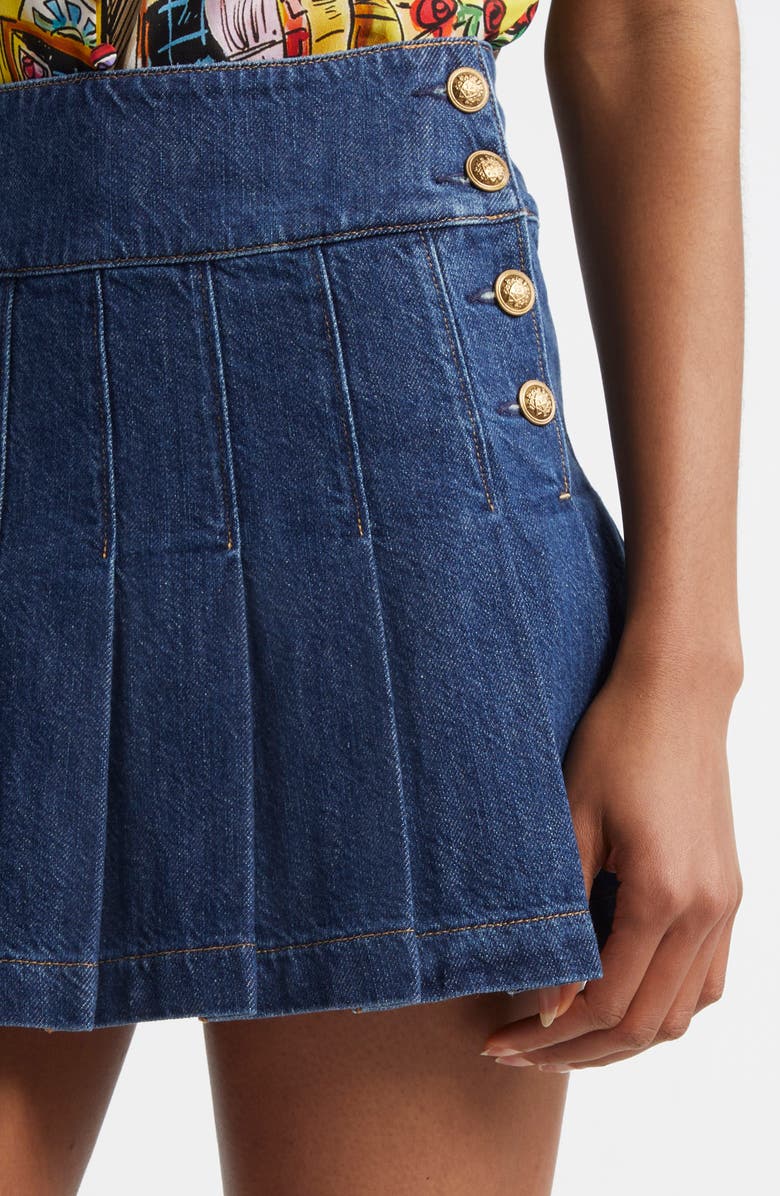 Alice + Olivia Lanna Pleated Denim Miniskirt, Alternate, color,