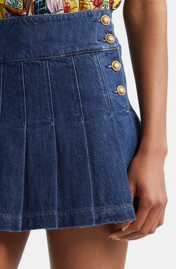Lanna Pleated Denim Miniskirt