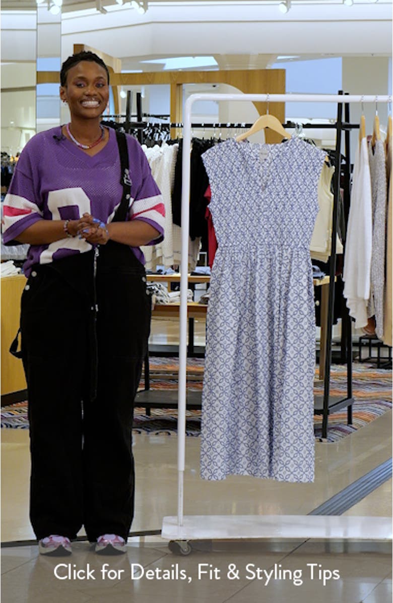 Amelia Embroidered Tile Cotton Midi Dress, sales video thumbnail