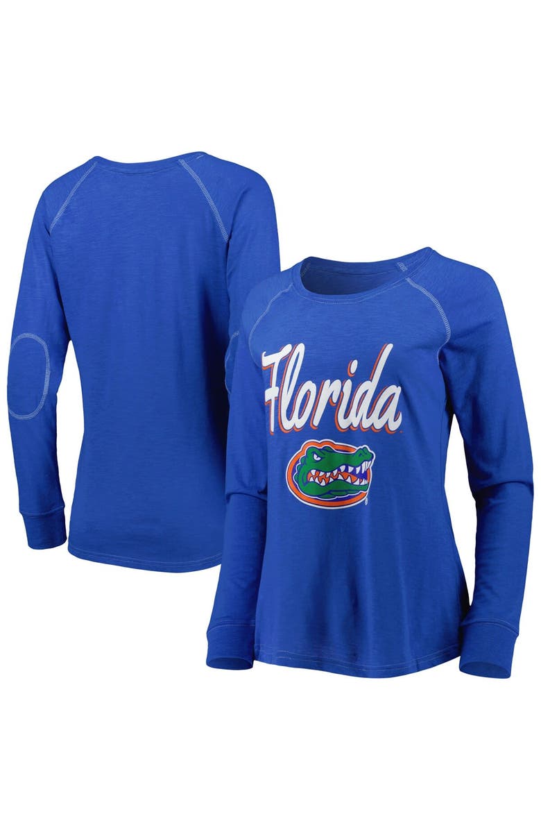 BOXERCRAFT Women's Royal Florida Gators Payton Elbow Patch Slub Raglan Long Sleeve T-Shirt, Main, color, 