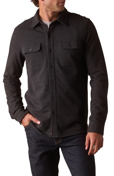 Textured Knit Long Sleeve Button-Up Shirt