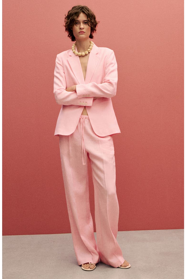 Tie Waist Wide Leg Linen Pants, Alternate, color, LIGHT PINK