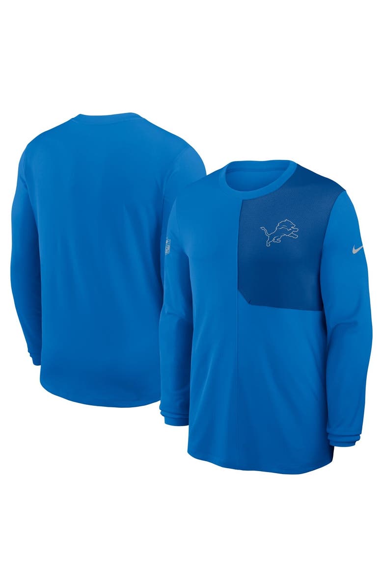 Nike Men's Nike Blue Detroit Lions Sideline Coach UV Performance Long Sleeve T-Shirt, Main, color, Blue