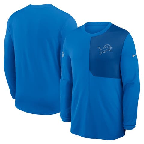Men's Nike Blue Detroit Lions Sideline Coach UV Performance Long Sleeve T-Shirt