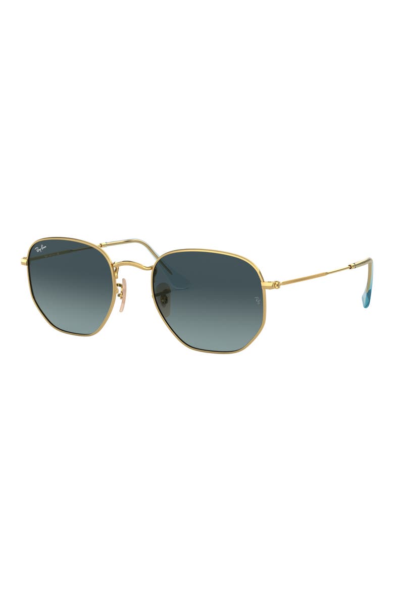 54mm Gradient Hexagonal Sunglasses, Alternate, color, BLUE GREY