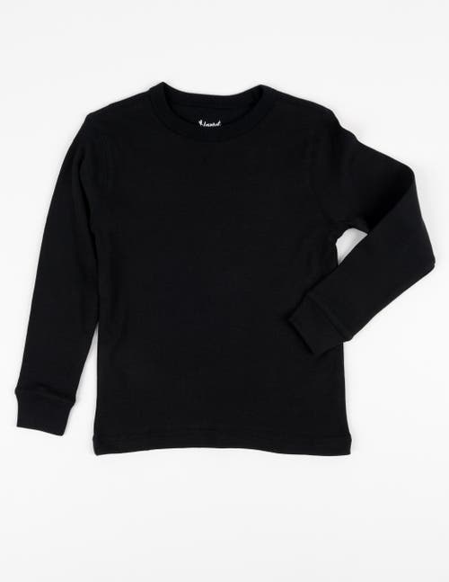 Leveret Kids Long Sleeve T-shirt, 100% Cotton, Solid Colors In Black