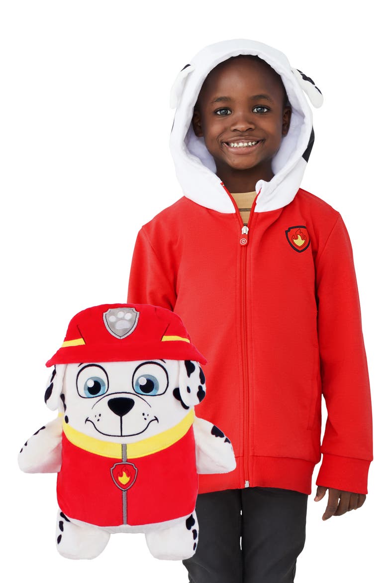 Marshall 2-in-1 Stuffed Animal Hoodie, Main, color, RED MIX