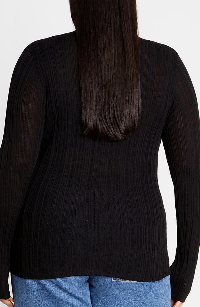 City Chic Crinkle Mock Neck Sweater, Alternate, color, Black