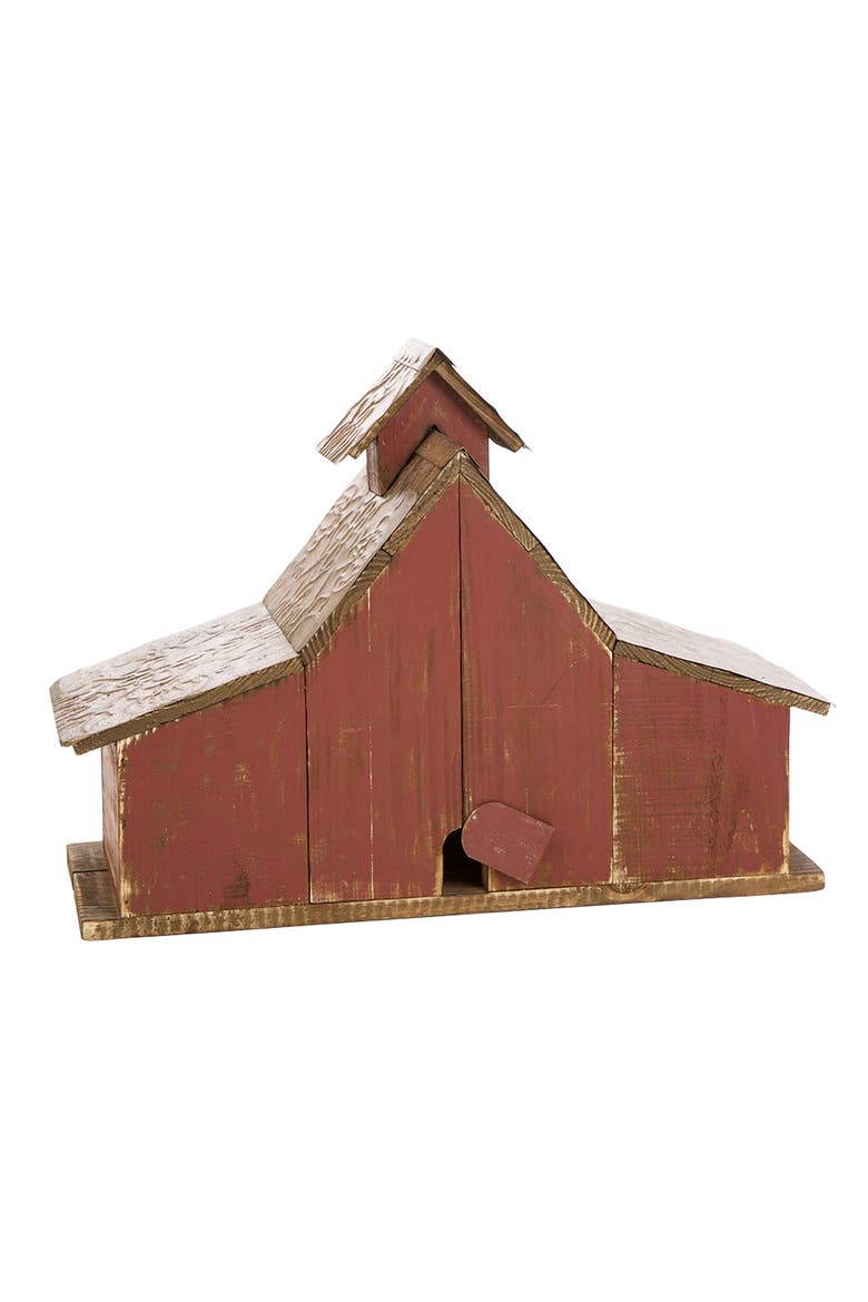 20.75"L Extra-Large Rustic Wood Barn Birdhouse, Alternate, color, Red