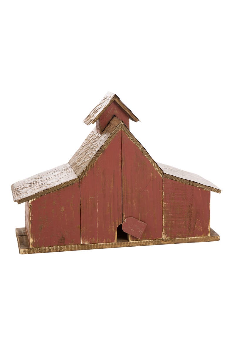 Glitzhome 20.75"L Extra-Large Rustic Wood Barn Birdhouse, Alternate, color, Red