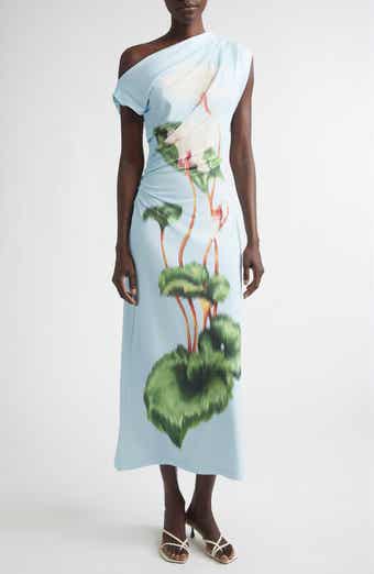 Chiné Cyclamen One-Shoulder Dress